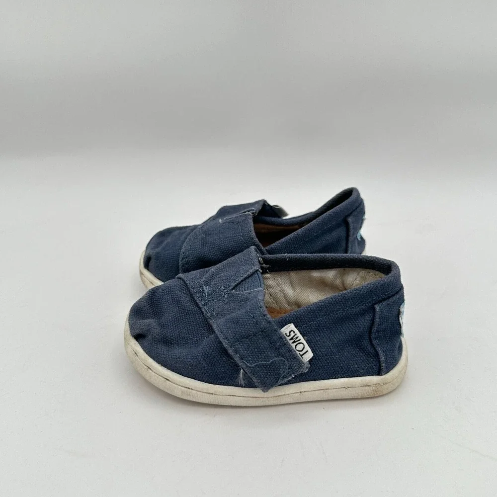 Toms Classic Shoes Baby Toddler Size 4 Blue Canvas‎ Indie Boho Walking Hippie
